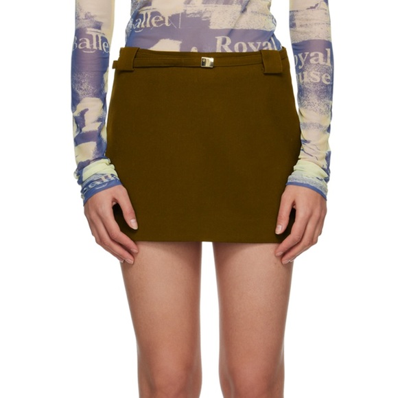 OPEN YY Khaki belted Mini skirt - Picture 1 of 10